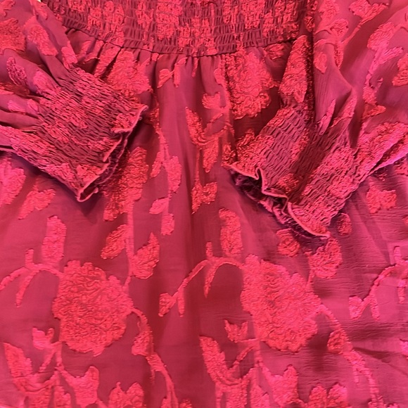 Honey & Rosie Women’s Long sleeve Vneck 3 tier burgundy floral dress size M NWT - Picture 6 of 12